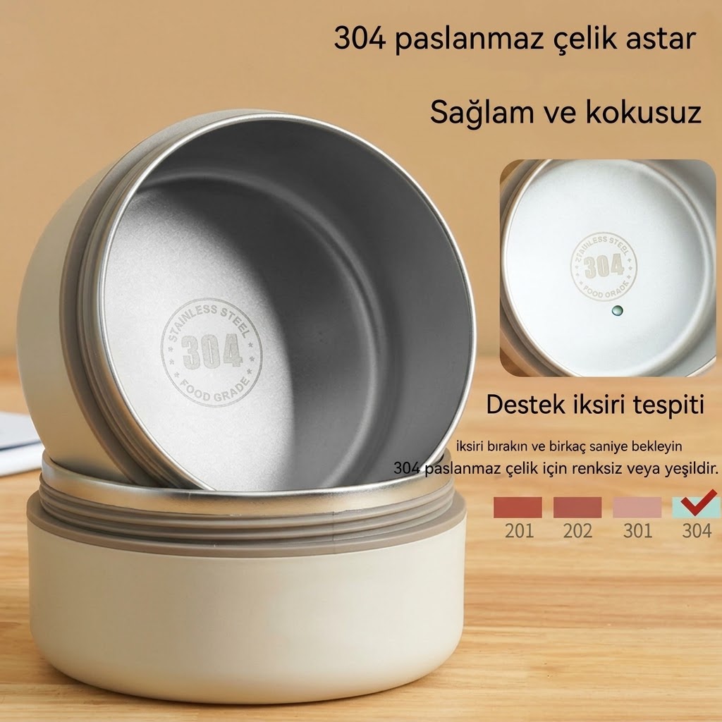 Çantalı Paslanmaz Çelik Yemek Termosu Isı Yalıtımlı 2'3'4 LÜ Set 304 Çelik Kılıflı